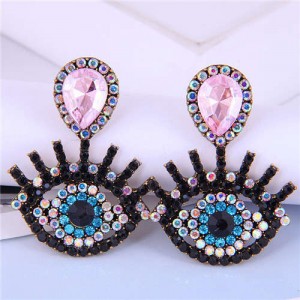 U.S Fashion Wholesale Jewelry Classic Charming Eye Design Women Alloy Dangle Earrings - Pink