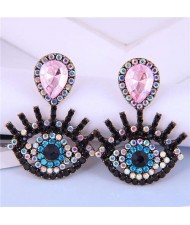 U.S Fashion Wholesale Jewelry Classic Charming Eye Design Women Alloy Dangle Earrings - Pink