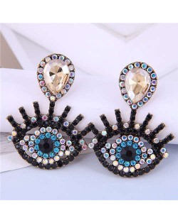 U.S Fashion Wholesale Jewelry Classic Charming Eye Design Women Alloy Dangle Earrings - Champagne