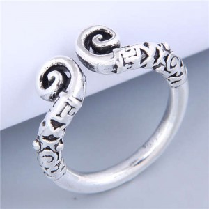 Simple Design Wholesale Jewelry Goat Horn Open-end Vintage Alloy Ring