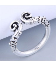 Simple Design Wholesale Jewelry Goat Horn Open-end Vintage Alloy Ring
