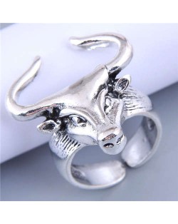 Cow Head Unique Design Wholesle Jewelry Open-end Vintage Alloy Ring