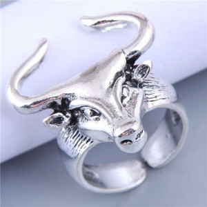 Cow Head Unique Design Wholesle Jewelry Open-end Vintage Alloy Ring