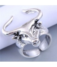 Cow Head Unique Design Wholesle Jewelry Open-end Vintage Alloy Ring