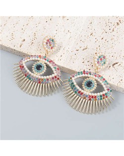 Angel Eye Rhinestone Inlaid Bold Party Fashion Women Wholesale Dangle Earrings - Multicolor