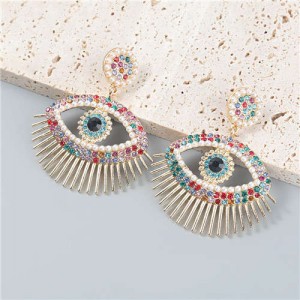 Angel Eye Rhinestone Inlaid Bold Party Fashion Women Wholesale Dangle Earrings - Multicolor