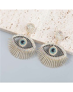 Angel Eye Rhinestone Inlaid Bold Party Fashion Women Wholesale Dangle Earrings - Luminous White