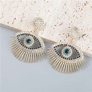 Angel Eye Rhinestone Inlaid Bold Party Fashion Women Wholesale Dangle Earrings - Luminous White