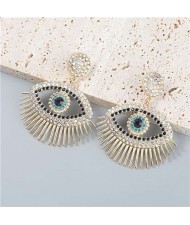 Angel Eye Rhinestone Inlaid Bold Party Fashion Women Wholesale Dangle Earrings - Luminous White