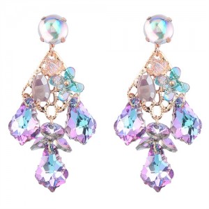 Bohemian Wholesale Jewelry Voliet Vintage Floral Waterdrop Tassel Pendant Desgin Women Dangle Earrings