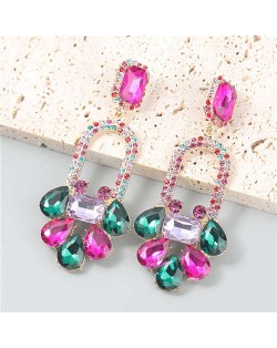 Bling Rhinestone Floral Abstract Design U.S Fashion Wholesale Statement Women Alloy Dangle Earrings - Multicolor