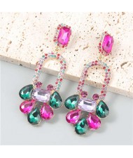 Bling Rhinestone Floral Abstract Design U.S Fashion Wholesale Statement Women Alloy Dangle Earrings - Multicolor
