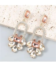 Bling Rhinestone Floral Abstract Design U.S Fashion Wholesale Statement Women Alloy Dangle Earrings - Golden