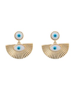 Fan-shaped Oil-spot Glazed Eye Abstract Design Wholesale Bohemian Style Women Dangle Earrings