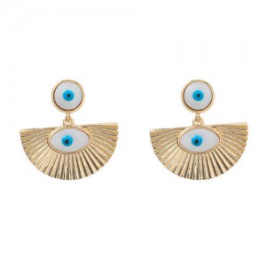Fan-shaped Oil-spot Glazed Eye Abstract Design Wholesale Bohemian Style Women Dangle Earrings
