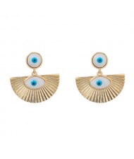 Fan-shaped Oil-spot Glazed Eye Abstract Design Wholesale Bohemian Style Women Dangle Earrings