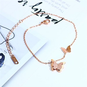 Street Fashion Golden Beads Chain Maple Leaf Pendant Wholesale Stainless Steel Jewelry Women Bracelet