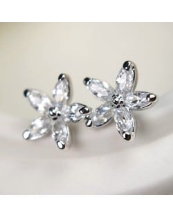 Mini Flower Fashion Ear Studs - Platinum