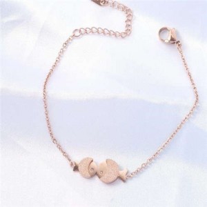 Sweet Pisces Chain Design Wholesale Stainless Steel Jewelry Korean Romantic Fashion Bracelet