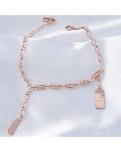 Spring Chain Unique Design Oblong Pendents Street Fashion Wholesale Stainless Steel Jewelry Bracelet