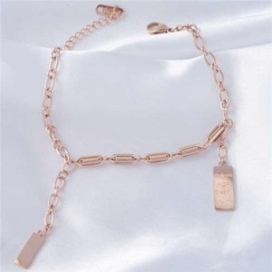 Spring Chain Unique Design Oblong Pendents Street Fashion Wholesale Stainless Steel Jewelry Bracelet