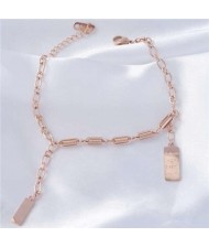 Spring Chain Unique Design Oblong Pendents Street Fashion Wholesale Stainless Steel Jewelry Bracelet