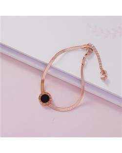 Street Fashion Black Round Dot Pendant Snake Chain Personality Wholesale Stainless Steel Bracelet