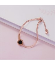 Street Fashion Black Round Dot Pendant Snake Chain Personality Wholesale Stainless Steel Bracelet