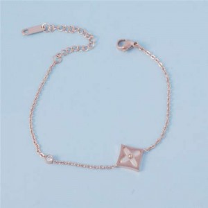 Rose Gold Floral Abstract Popular Stainless Steel Jewelry Wholesale Lady Bracelet