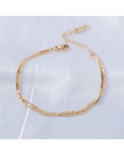 Chic Style Dual Layers Alloy Chain Minimalist Fashion Stainless Steel Jewelry Bracelet