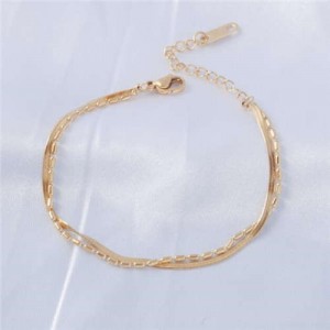 Chic Style Dual Layers Alloy Chain Minimalist Fashion Stainless Steel Jewelry Bracelet