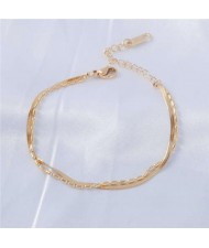 Chic Style Dual Layers Alloy Chain Minimalist Fashion Stainless Steel Jewelry Bracelet