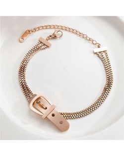 Korean Fashion Cool Belt Buckle Unique Design Wholesale Stainless Steel Jewelry Women Bracelet