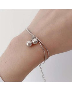 Vintage Folk Elements Design Dual Layers Bells Pendant Wholesale Stainless Steel Bracelet