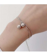 Vintage Folk Elements Design Dual Layers Bells Pendant Wholesale Stainless Steel Bracelet