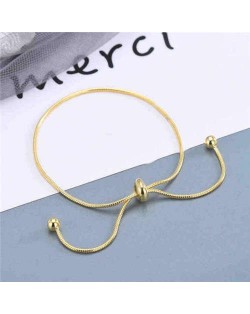 Korean Fashion Minimalist Design Snake Chain Round Beads Decorated Wholesale Stainless Steel Bracelet - Golden