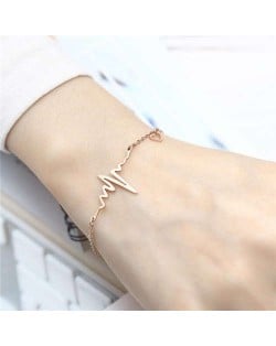 Wholesale Stainless Steel Jewelry Korean Minimalist Style Heartbeat Design Romantic Bracelet