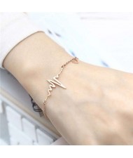 Wholesale Stainless Steel Jewelry Korean Minimalist Style Heartbeat Design Romantic Bracelet