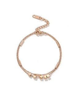 Korean Fashion Three-dimensional Square Shape Wholesale Stainless Steel Jewelry Women Bracelet - Rose Gold