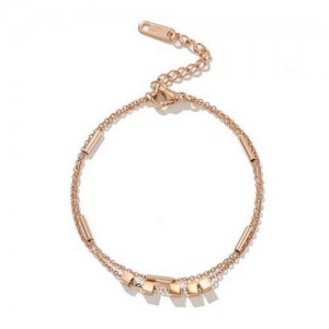 Korean Fashion Three-dimensional Square Shape Wholesale Stainless Steel Jewelry Women Bracelet - Rose Gold