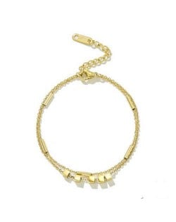 Korean Fashion Three-dimensional Square Shape Wholesale Stainless Steel Jewelry Women Bracelet - Golden