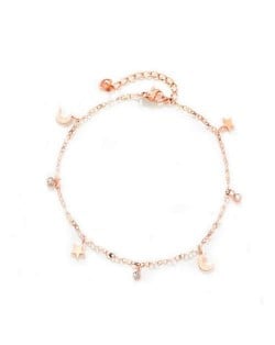 Wholesale Stainless Steel Jewelry Star and Moon Combo Classic Design Rose Gold Color Bracelet