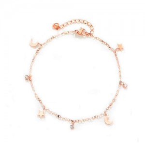 Wholesale Stainless Steel Jewelry Star and Moon Combo Classic Design Rose Gold Color Bracelet