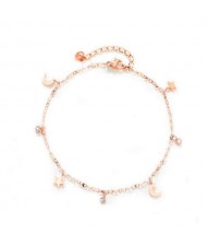 Wholesale Stainless Steel Jewelry Star and Moon Combo Classic Design Rose Gold Color Bracelet