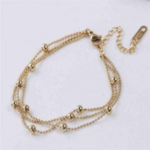 Internet Celebrity Choice Multiple Layers Chains Beads Inlaid Fashion Wholesale Stainless Steel Bracelet