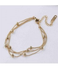 Internet Celebrity Choice Multiple Layers Chains Beads Inlaid Fashion Wholesale Stainless Steel Bracelet