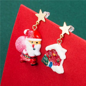 Christmas Jewelry Wholesale Santa Claus with Snow House Classic Combo Fashion Women Costume Earrings