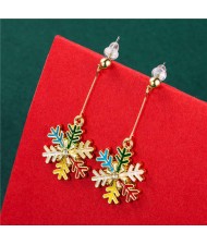 Classic Design Snowflake Christmas Gorgeous Decorated Women Oil-Spot Glazed Wholesale Earrings - Multicolor