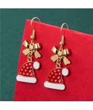 Golden Stars Inlaid Gorgeous Christmas Hat Bow-knot Fashion Women Elegant Wholesale Earrings