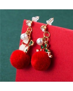 Wholesale Christmas Jewelry Stylish Fluffy Ball Shape Design With Cute Sonwman Combo Women Statement Earrings